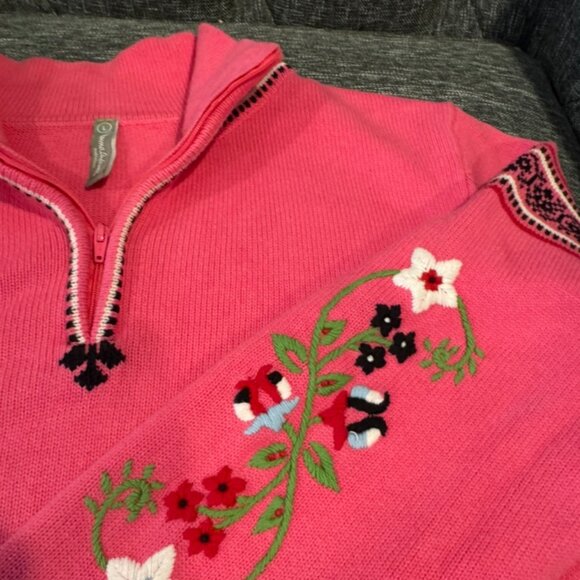 Hanna Andersson Pink Nordic 100% Cotton Sweater Half Zip Women’s Size Large - Picture 6 of 8